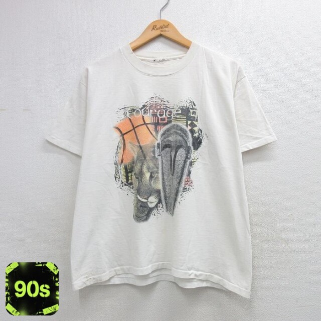 ピューマ 90s 半袖Tシャツ Courage ホワイト メンズXL相当 | 古着