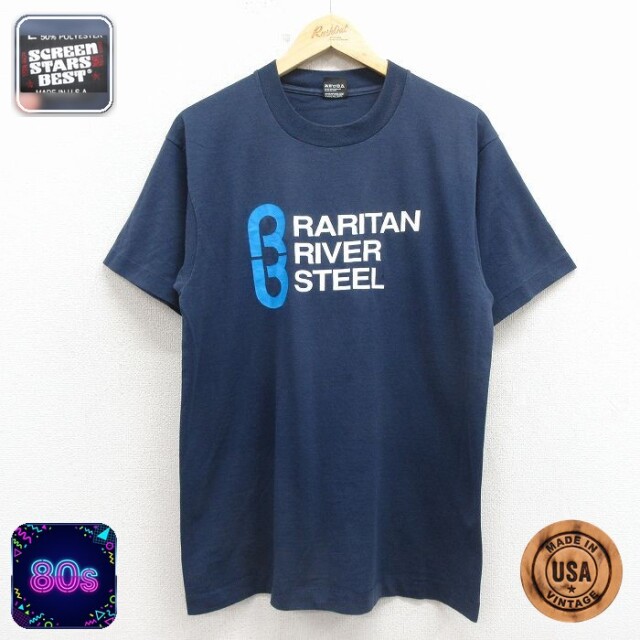 【20%OFF】スクリーンスターズ 80s 半袖Tシャツ RARITAN ネイビー メンズL相当 | 古着
