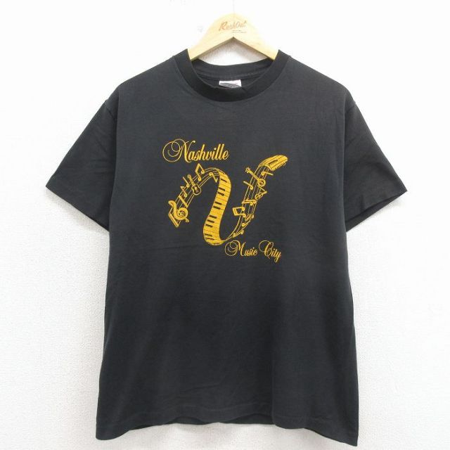 80s 半袖Tシャツ ナッシュビル ブラック メンズL相当 | 古着