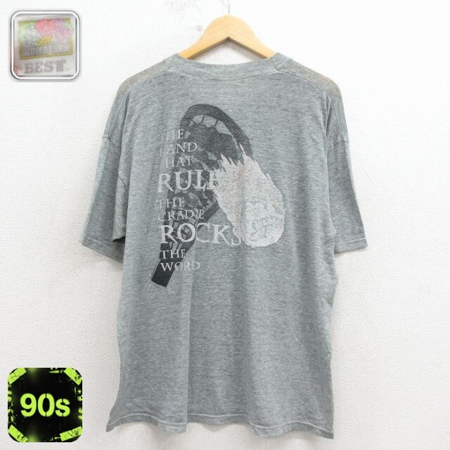 フルーツオブザルーム 90s 半袖Tシャツ ラクロス グレー霜降り メンズXL相当 | 古着