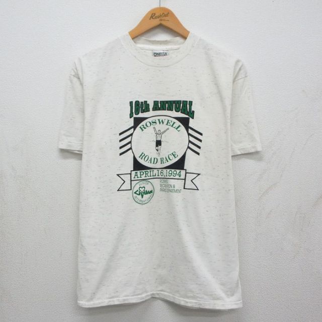 オニータ 90s 半袖Tシャツ ROSWELL ホワイト メンズL相当 | 古着