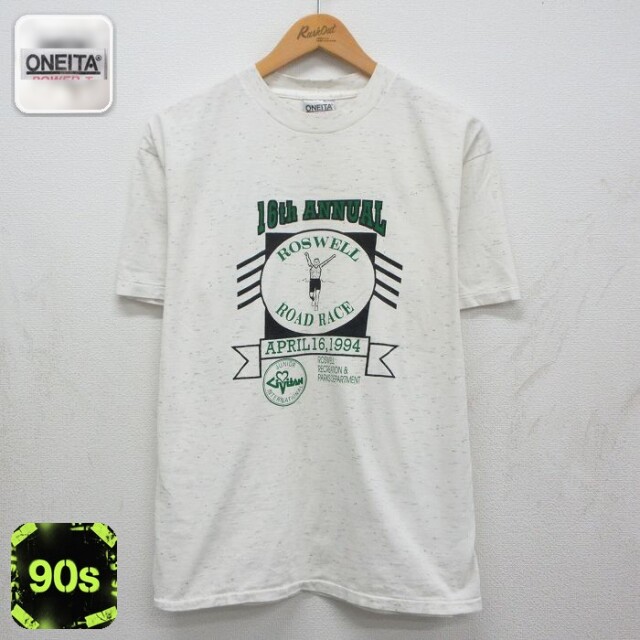 オニータ 90s 半袖Tシャツ ROSWELL ホワイト メンズL相当 | 古着