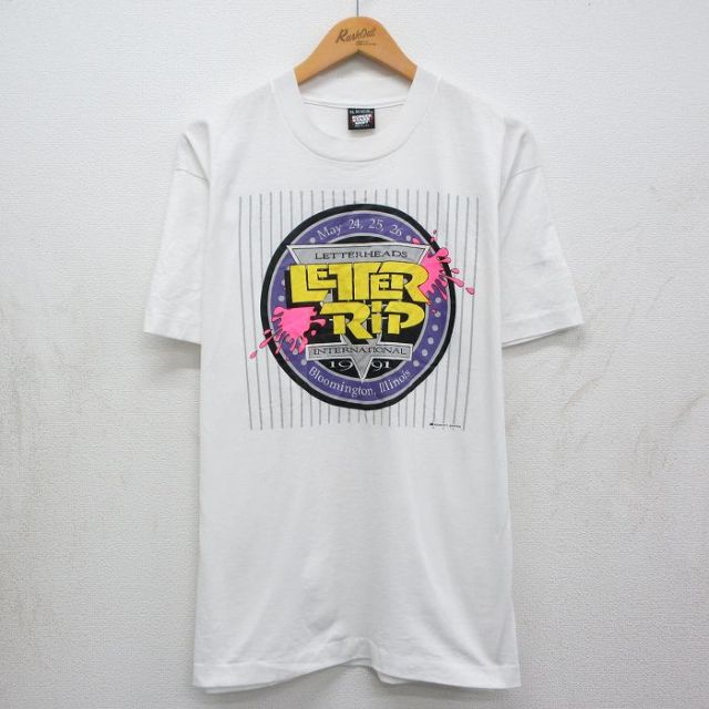 スクリーンスターズ 90s 半袖Tシャツ LETTER RIP ホワイト メンズXL相当 | 古着