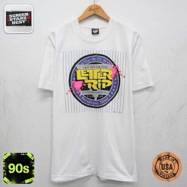 スクリーンスターズ 90s 半袖Tシャツ LETTER RIP ホワイト メンズXL相当 | 古着