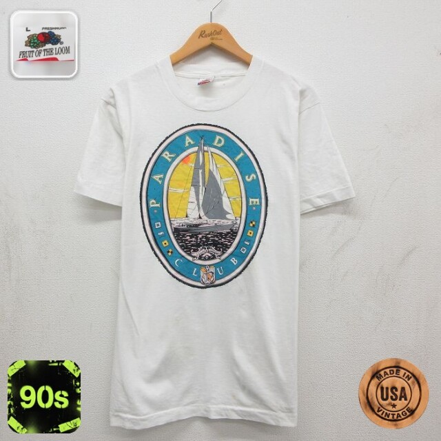 フルーツオブザルーム 90s 半袖Tシャツ ヨット ホワイト メンズL相当 | 古着
