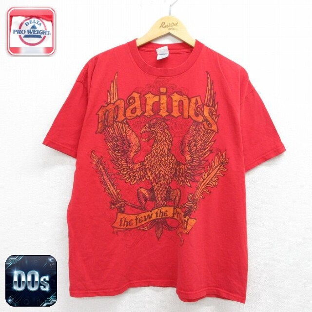 【20%OFF】00s 半袖Tシャツ marines レッド メンズXL相当 | 古着