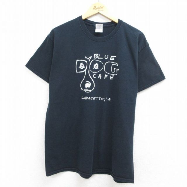 00s 半袖Tシャツ BLUE DOG CAFEプリント ブラック L | 古着