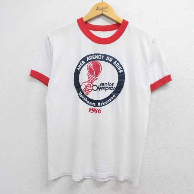 80s 半袖Tシャツ シニアオリンピックス ホワイト メンズM相当 | 古着