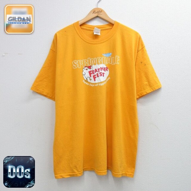 00s 半袖Tシャツ FETHER FEST イエロー メンズXL相当 | 古着