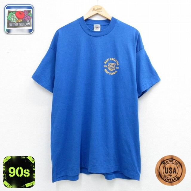 フルーツオブザルーム 90s 半袖Tシャツ WEST HAZLETON ブルー メンズXL相当 | 古着