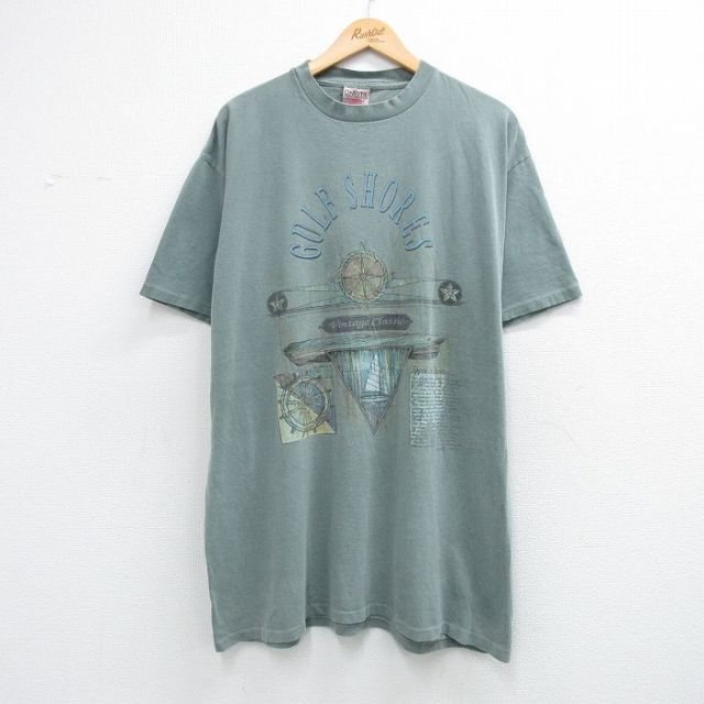 オニータ 90s 半袖Tシャツ GULF SHORES カーキ メンズXL相当 | 古着