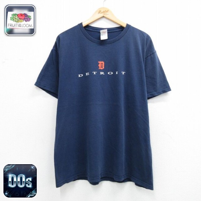 フルーツオブザルーム 00s 半袖Tシャツ デトロイト ネイビー メンズXL相当 | 古着