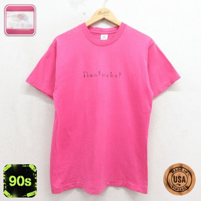 フルーツオブザルーム 90s 半袖Tシャツ ナンタケット ピンク メンズM相当 | 古着