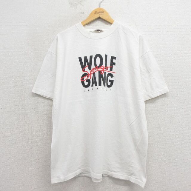 00s 半袖Tシャツ WOLF ホワイト メンズXL相当 | 古着