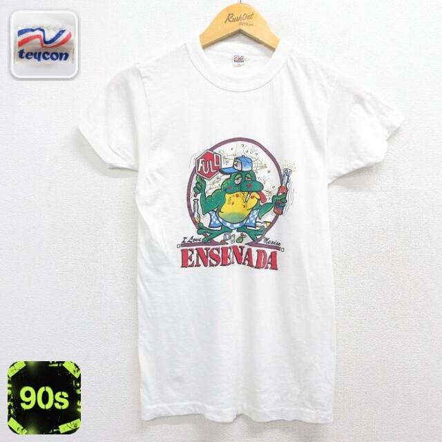【20%OFF】90s 半袖Tシャツ カエル ホワイト メンズXS相当 | 古着