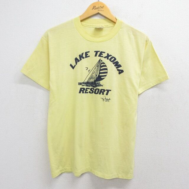 ヘインズ 70s 半袖Tシャツ TEXOMA ヨット イエロー メンズM相当 | 古着