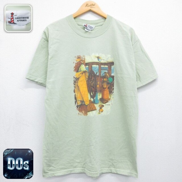 00s 半袖Tシャツ 操舵室 グリーン メンズL相当 | 古着