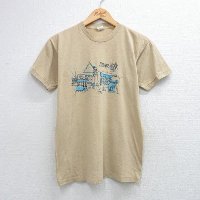 80s 半袖Tシャツ SENIOR WEEK ベージュ メンズM相当 | 古着