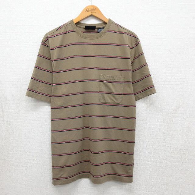 ピューリタン 00s 半袖Tシャツ ボーダー ブラウン メンズL相当 | 古着