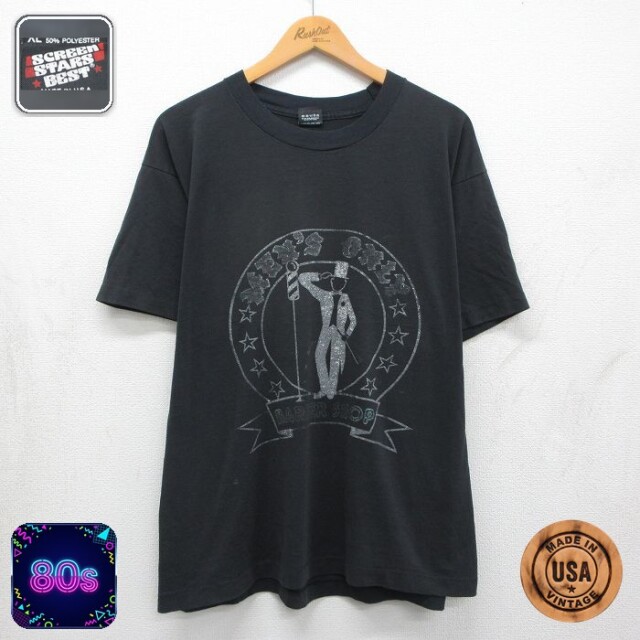 80s 半袖Tシャツ BARBER SHOP ブラック メンズXL相当 | 古着