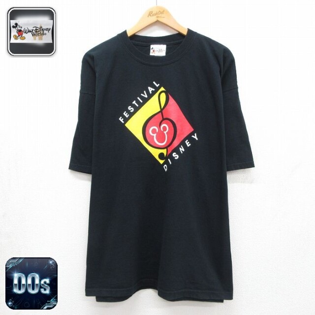 【20%OFF】ディズニー 00s 半袖Tシャツ FESTIVAL ミッキー ブラック メンズXL相当 | 古着