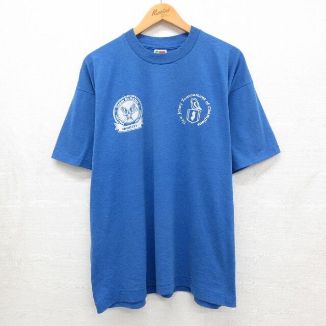 フルーツオブザルーム 90s 半袖Tシャツ Team Me Guire ブルー メンズXL相当 | 古着