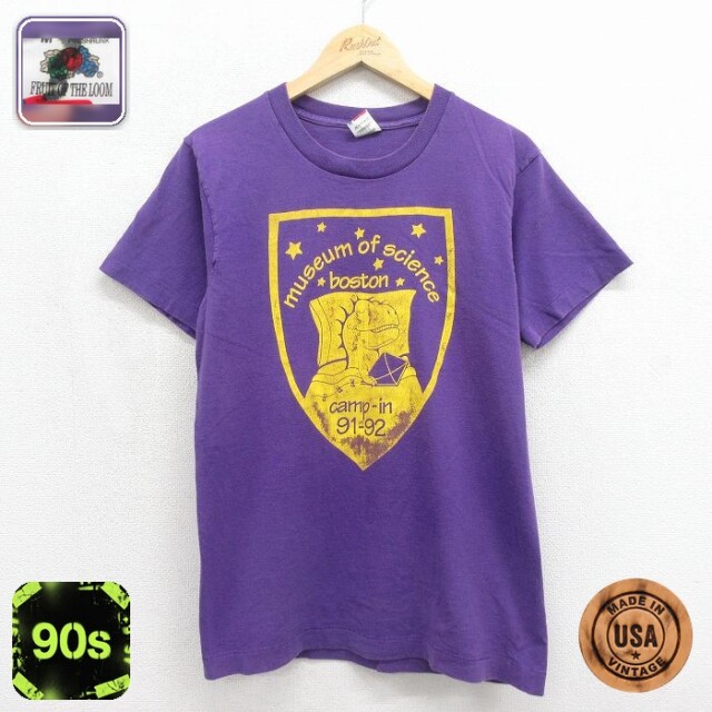 フルーツオブザルーム 90s 半袖Tシャツ 恐竜 パープル メンズM相当 | 古着