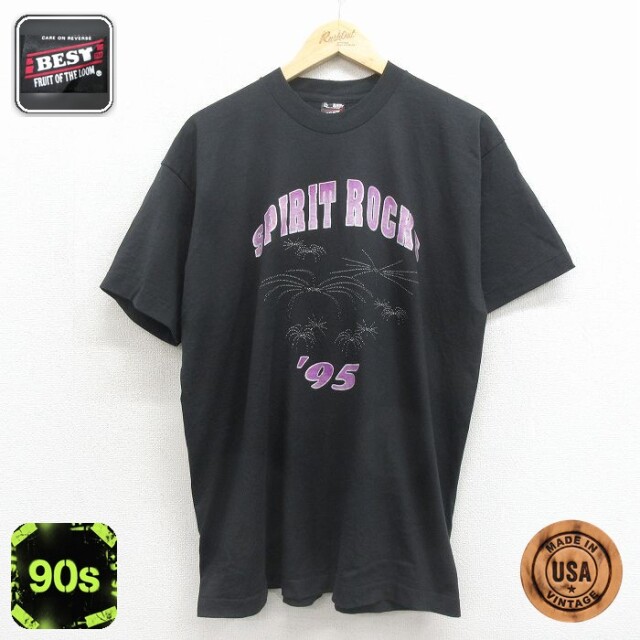 フルーツオブザルーム 90s 半袖Tシャツ 花火 ブラック メンズXL相当 | 古着
