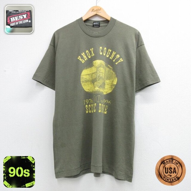 フルーツオブザルーム 90s 半袖Tシャツ SCENIC DRIVE カーキ メンズXL相当 | 古着