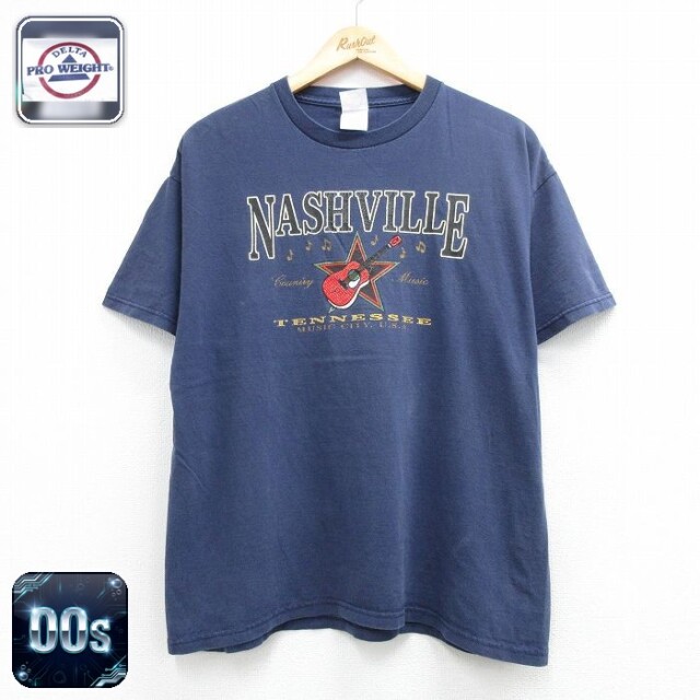 00s 半袖Tシャツ NASHVILLE ネイビー メンズL相当 | 古着