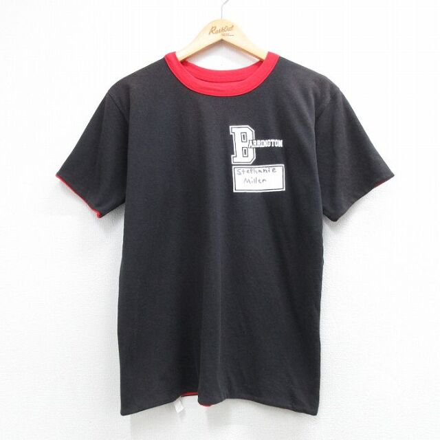 80s 半袖Tシャツ BARRINGTON ダブルフェイス ブラック メンズM相当 | 古着