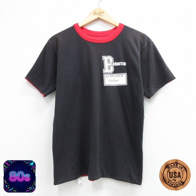 80s 半袖Tシャツ BARRINGTON ダブルフェイス ブラック メンズM相当 | 古着