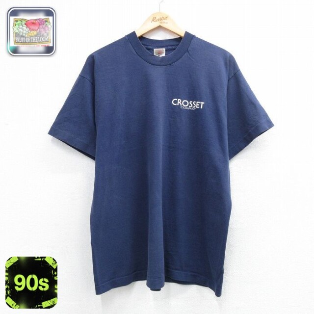 フルーツオブザルーム 90s 半袖Tシャツ CROSSET ネイビー メンズXL相当 | 古着