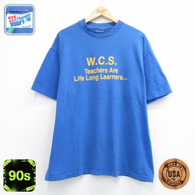 ヘインズ 90s 半袖Tシャツ WCS ブルー メンズXL相当 | 古着