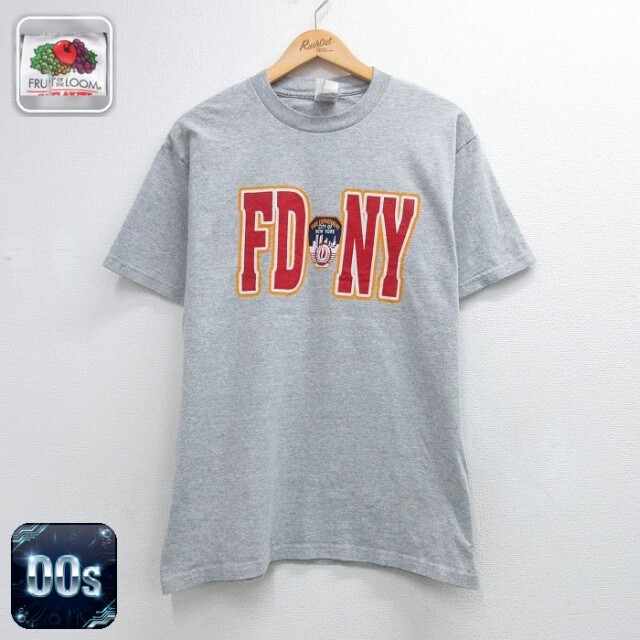 フルーツオブザルーム 00s 半袖Tシャツ 消防署 グレー メンズL相当 | 古着