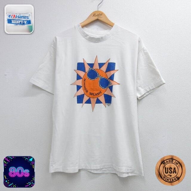 ヘインズ 80s 半袖Tシャツ SUMMER SPLASH ホワイト メンズXL相当 | 古着