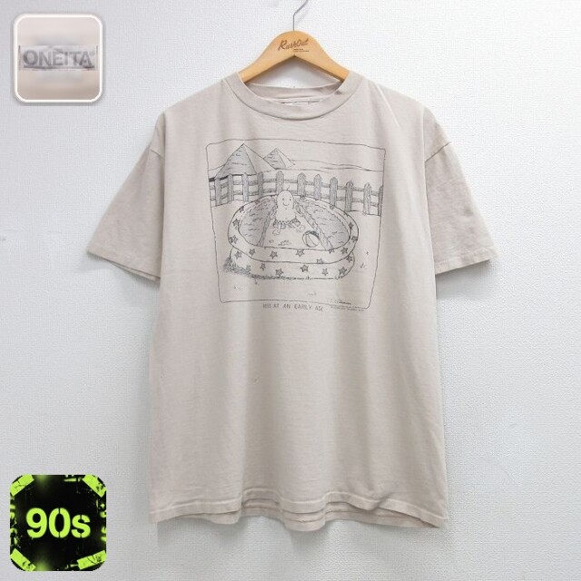 オニータ 90s 半袖Tシャツ MOSES ベージュ メンズXL相当 | 古着