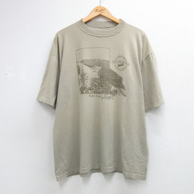 90s 半袖Tシャツ Bald Eagle フェード ベージュ XL | 古着