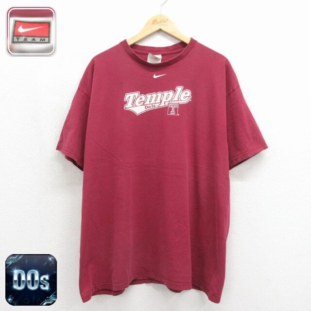 ナイキ 00s 半袖Tシャツ Temple バーガンディ メンズXL相当 | 古着