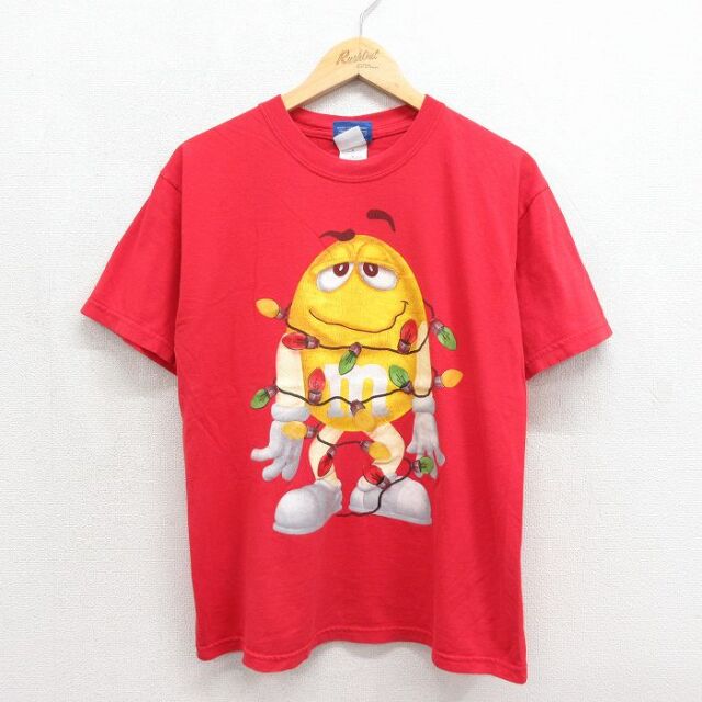 00s 半袖Tシャツ m&ms レッド メンズL相当 | 古着