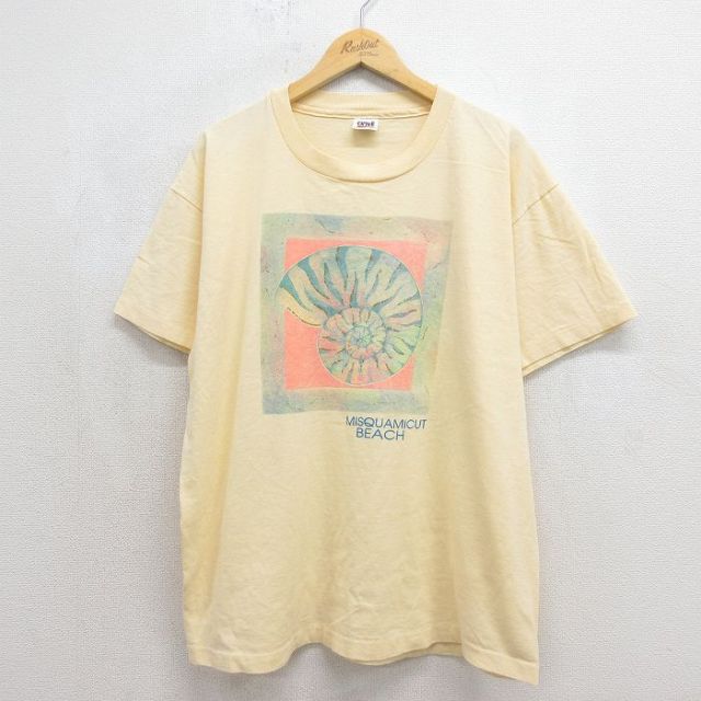 90s 半袖Tシャツ ミスクワミカットビーチ イエロー メンズXL相当 | 古着