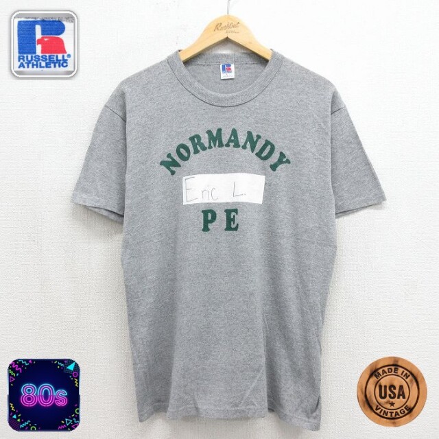 ラッセル 80s 半袖Tシャツ NORMANDY グレー メンズL相当 | 古着