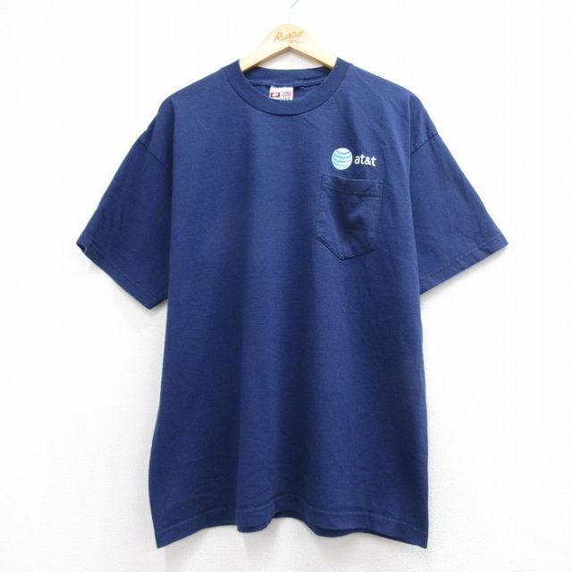 00s 半袖Tシャツ at&t ネイビー メンズXL相当 | 古着