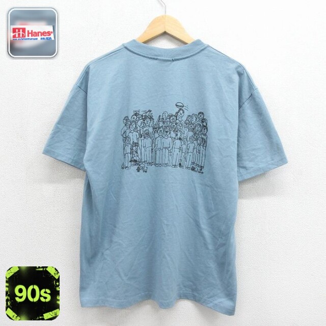90s 半袖Tシャツ 人 ライトブルー メンズXL相当 | 古着