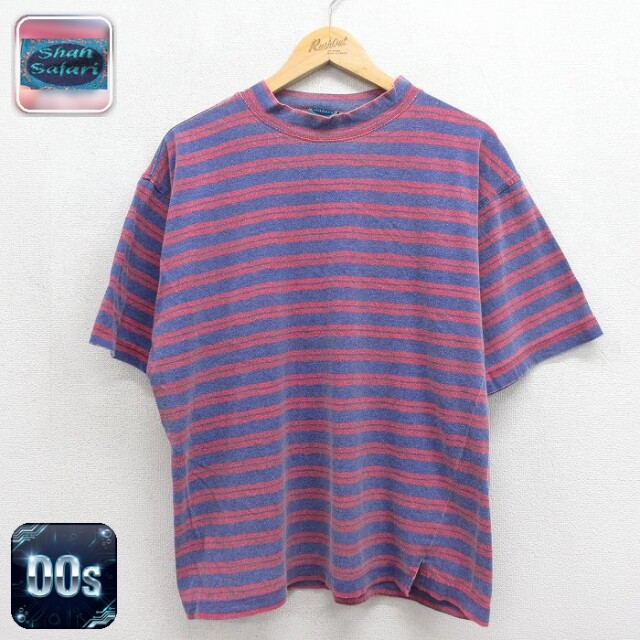 00s 半袖Tシャツ ボーダー ブルー メンズXL相当 | 古着