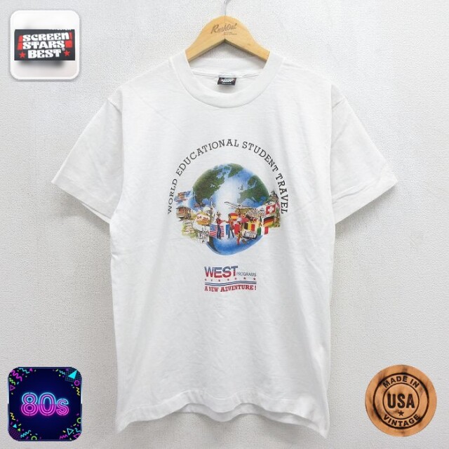 スクリーンスターズ 80s 半袖Tシャツ WEST ホワイト メンズL相当 | 古着