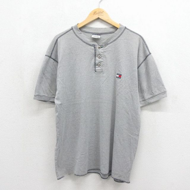 トミーヒルフィガー 90s 半袖Tシャツ ワンポイントロゴ グレー メンズXL相当 | 古着