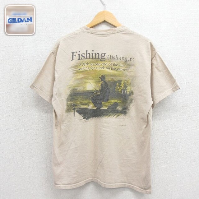 フィッシング 半袖Tシャツ ベージュ メンズL相当 | 古着