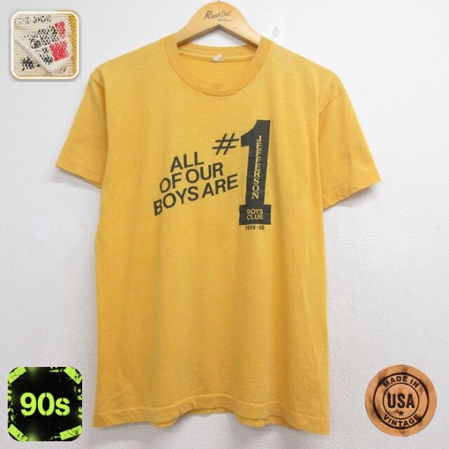 スクリーンスターズ 90s 半袖Tシャツ JEFFERSON44 イエロー メンズM相当 | 古着