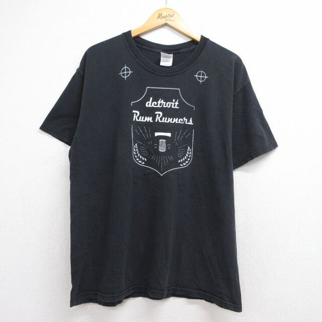 00s 半袖Tシャツ detroit Rum Runners リバーシブル ブラック メンズL相当 | 古着